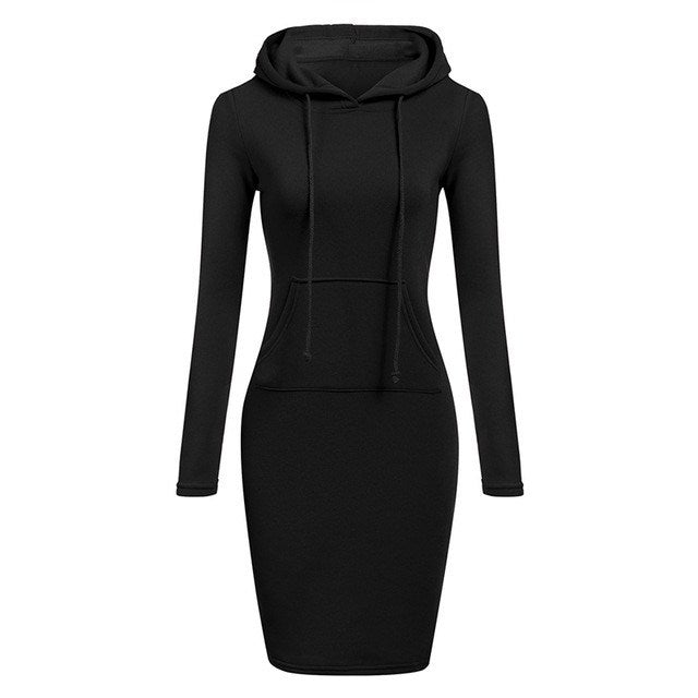 Autumn Winter Women Hoodies Sweatshirts Long-sleeved Dress - Mubimart -  