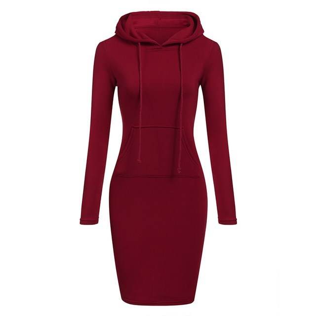 Autumn Winter Women Hoodies Sweatshirts Long-sleeved Dress - Mubimart