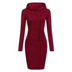 Autumn Winter Women Hoodies Sweatshirts Long-sleeved Dress - Mubimart -  