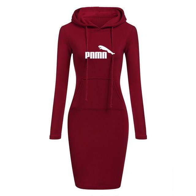 Autumn Winter Women Hoodies Sweatshirts Long-sleeved Dress - Mubimart