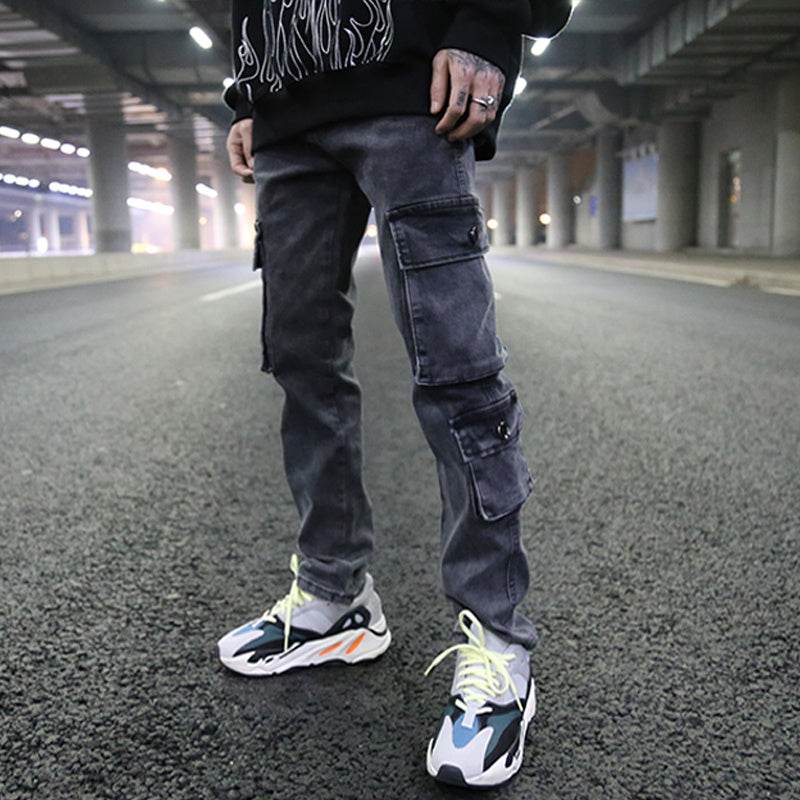 Mens Washed Cargo Pants Side Pocket - Mubimart