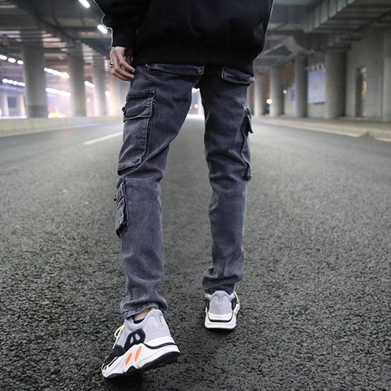 Mens Washed Cargo Pants Side Pocket - Mubimart