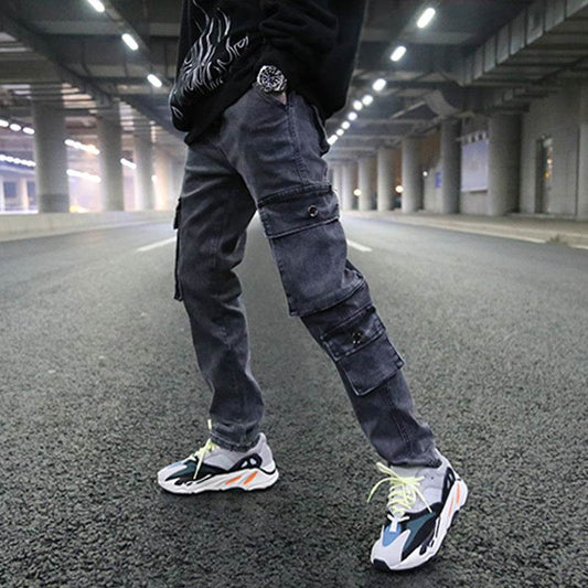 Mens Washed Cargo Pants Side Pocket - Mubimart