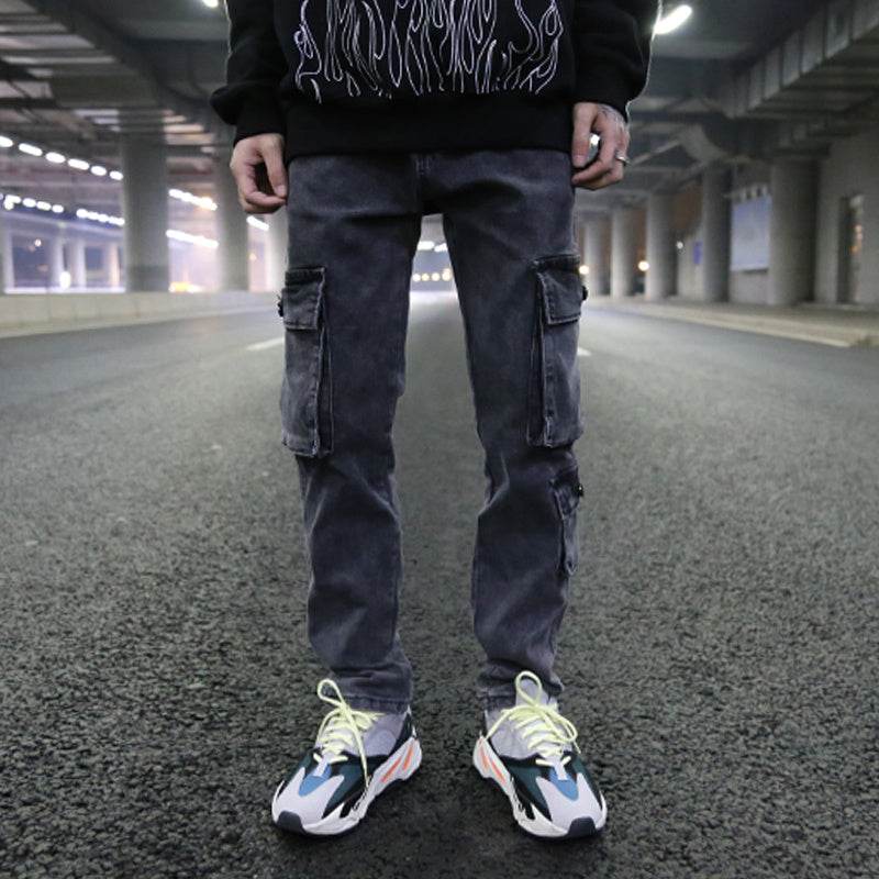 Mens Washed Cargo Pants Side Pocket - Mubimart