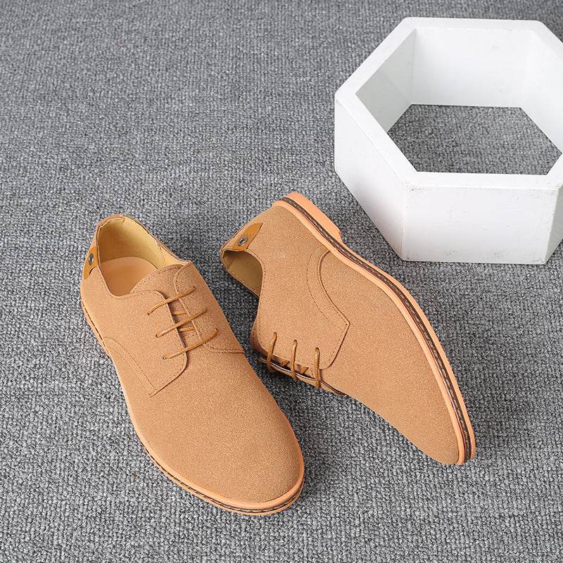 Spring suede men's shoes leather casual oxford shoes - Mubimart