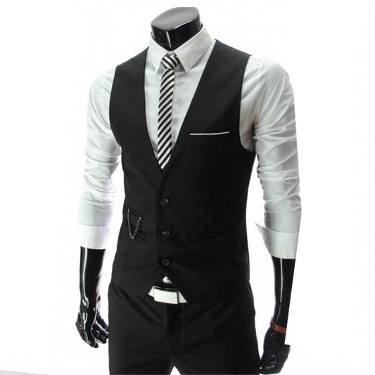 Men's Casual Suit Vest British Slim Waistcoat Vest - Mubimart
