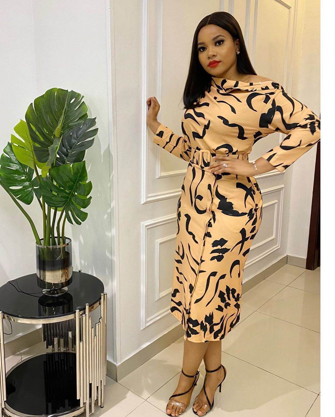 Sleeve Strapless Plus Size Dress For Women With Belt - Mubimart