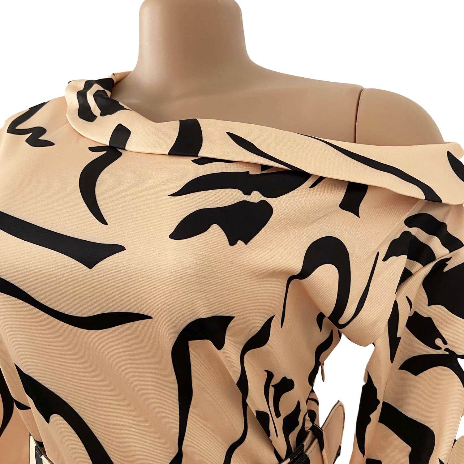 Sleeve Strapless Plus Size Dress For Women With Belt - Mubimart