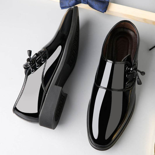 Trending Italian Patent Leather Shoes For Men Business Shoe Lace Up Oxfords Plus Size Male Wedding Party Shoes Men Black Leather - Mubimart