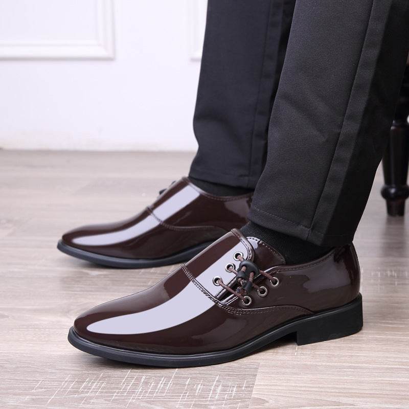 Trending Italian Patent Leather Shoes For Men Business Shoe Lace Up Oxfords Plus Size Male Wedding Party Shoes Men Black Leather - Mubimart