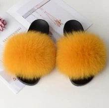 Fox fur slippers flip flops - Mubimart