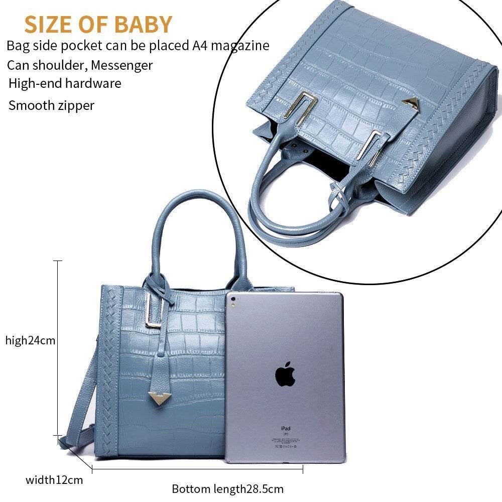 Pattern Woven Handbag Women Leather Handbags - Mubimart