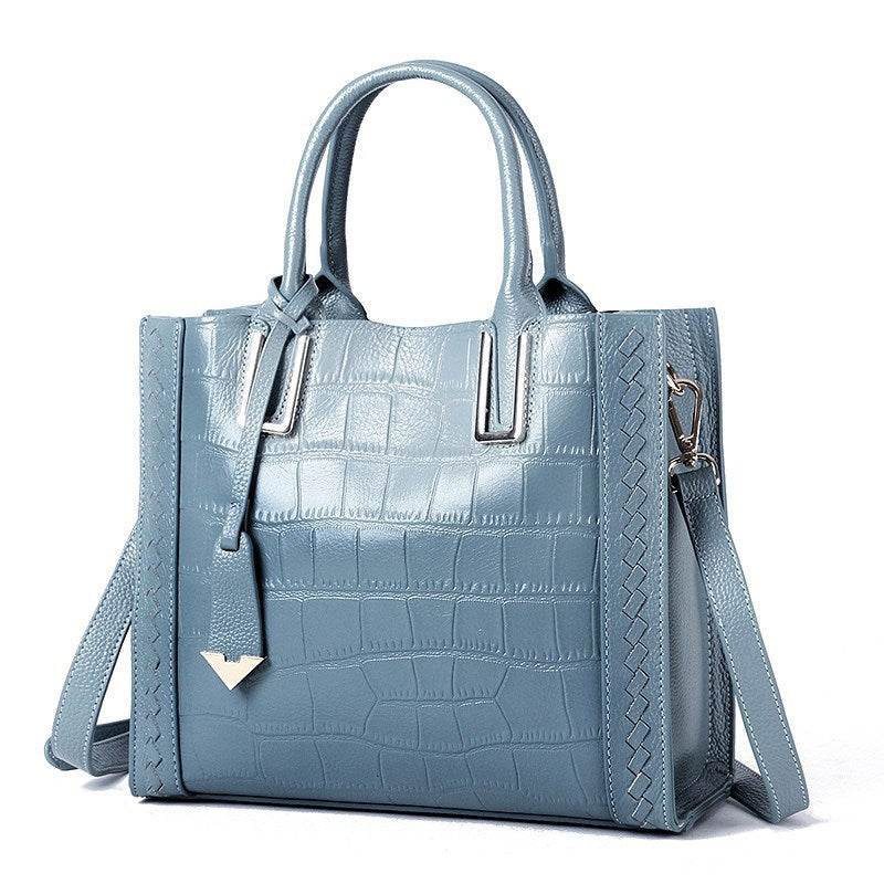 Pattern Woven Handbag Women Leather Handbags - Mubimart