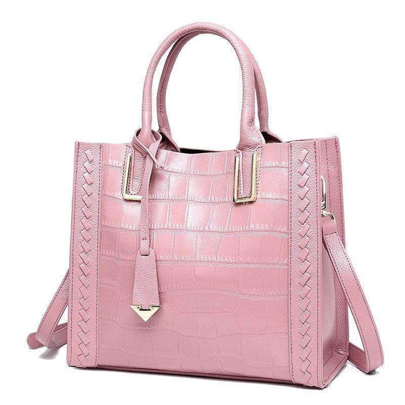 Pattern Woven Handbag Women Leather Handbags - Mubimart
