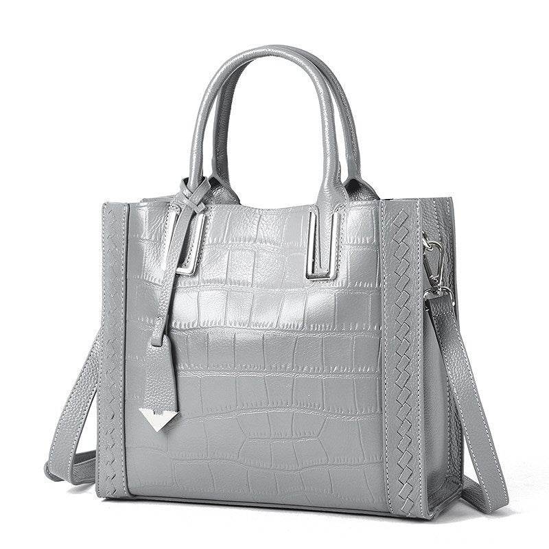 Pattern Woven Handbag Women Leather Handbags - Mubimart