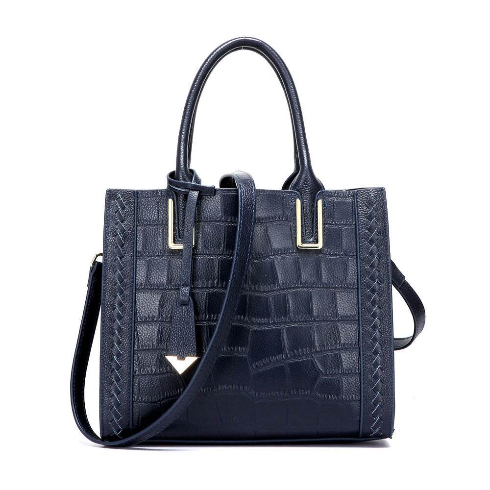 Pattern Woven Handbag Women Leather Handbags - Mubimart