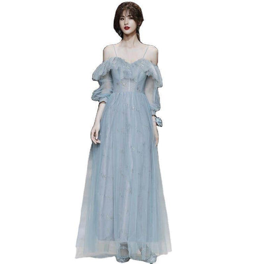 Evening Dress Banquet Simple Atmosphere Long Graduation Costume - Mubimart