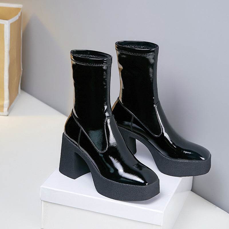 Platform square toe Martin boots - Mubimart