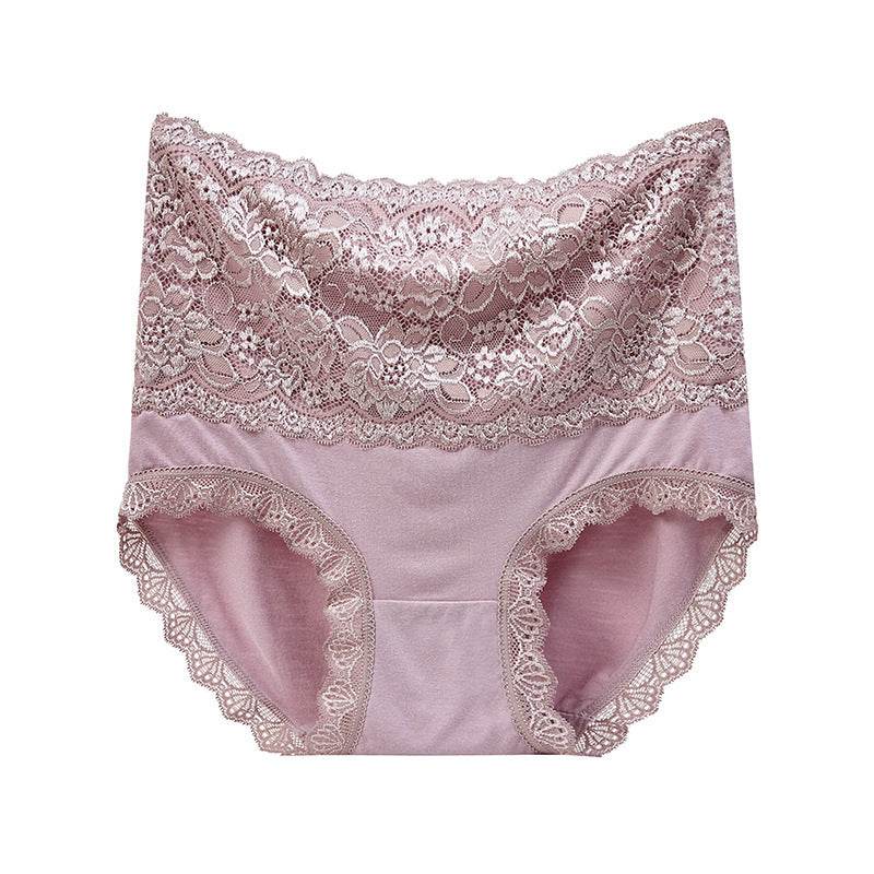High Waisted Abdomen And Hips Sexy Lace Underwear Women Briefs - Mubimart