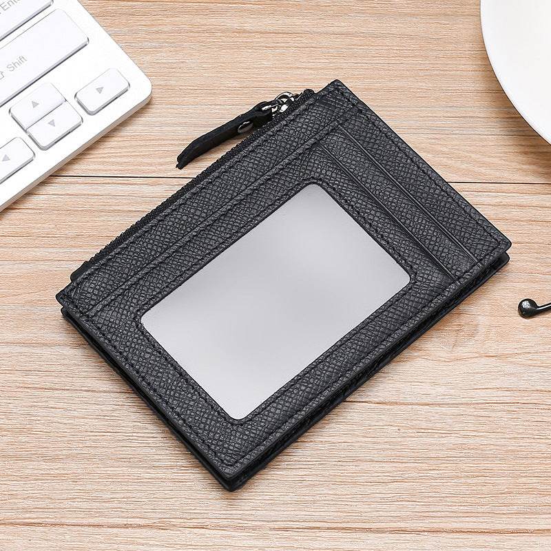RFID Cowhide Card Holder With Zipper Coin Holder Promotion Card Holder - Mubimart
