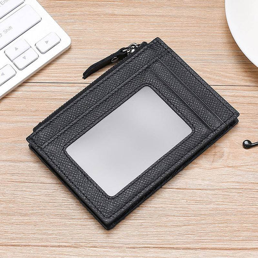 RFID Cowhide Card Holder With Zipper Coin Holder Promotion Card Holder - Mubimart