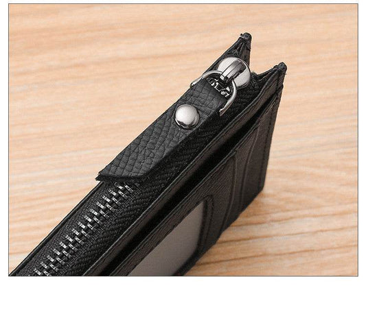 RFID Cowhide Card Holder With Zipper Coin Holder Promotion Card Holder - Mubimart