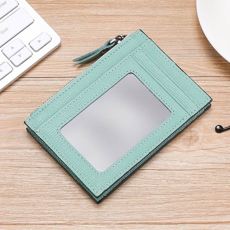RFID Cowhide Card Holder With Zipper Coin Holder Promotion Card Holder - Mubimart