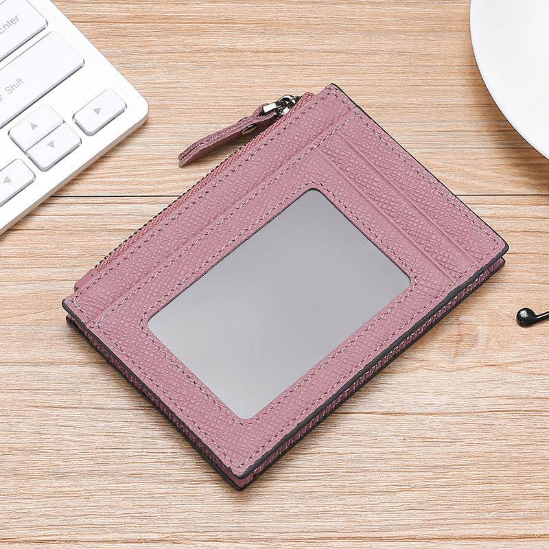RFID Cowhide Card Holder With Zipper Coin Holder Promotion Card Holder - Mubimart