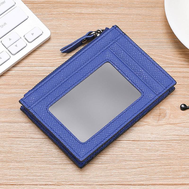 RFID Cowhide Card Holder With Zipper Coin Holder Promotion Card Holder - Mubimart