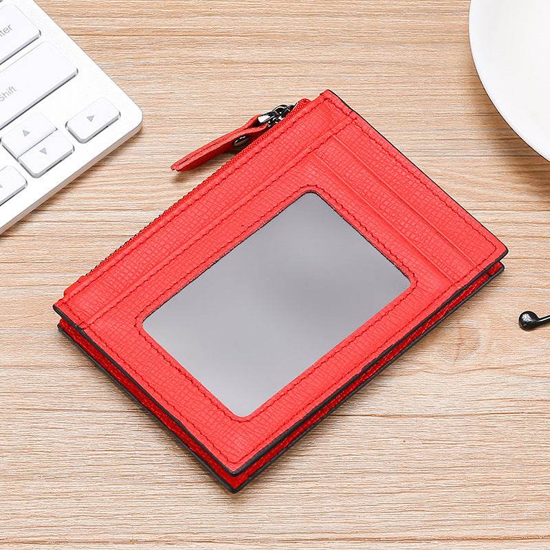 RFID Cowhide Card Holder With Zipper Coin Holder Promotion Card Holder - Mubimart