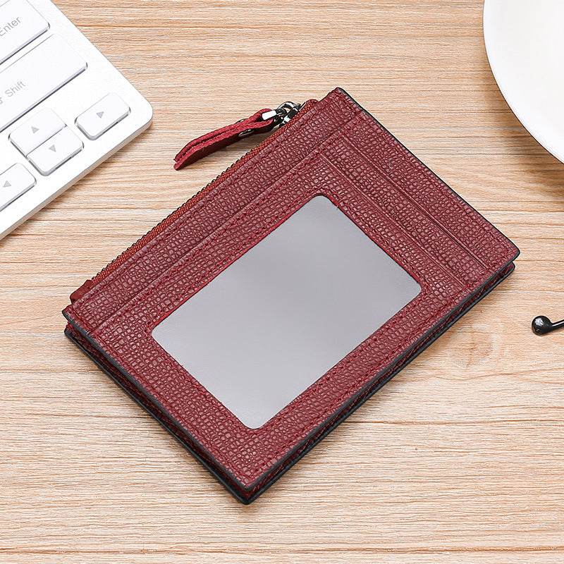 RFID Cowhide Card Holder With Zipper Coin Holder Promotion Card Holder - Mubimart