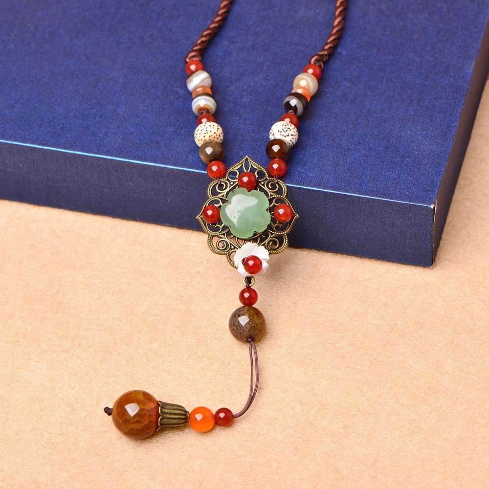 Ethnic Style Sweater Chain Long Necklace Women - Mubimart