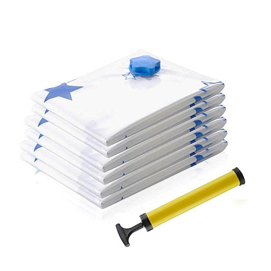 Set of 6 Vacuum Bag Storage Organizer Transparent Border Fol - Mubimart