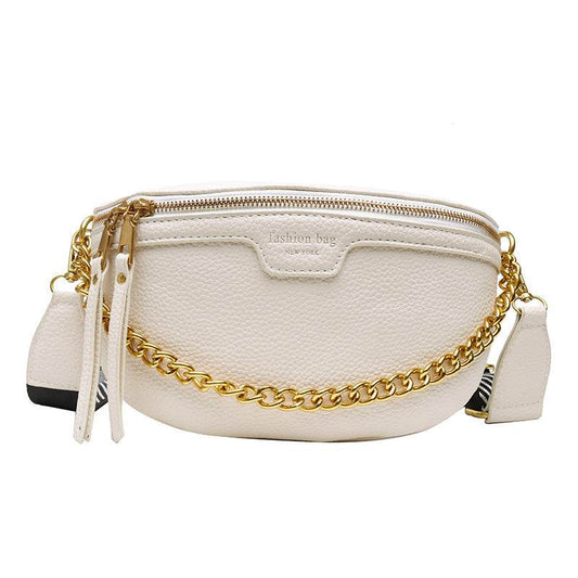 Womens Belt Bag PU leather Chain Fanny Pack Bananka Bag - Mubimart