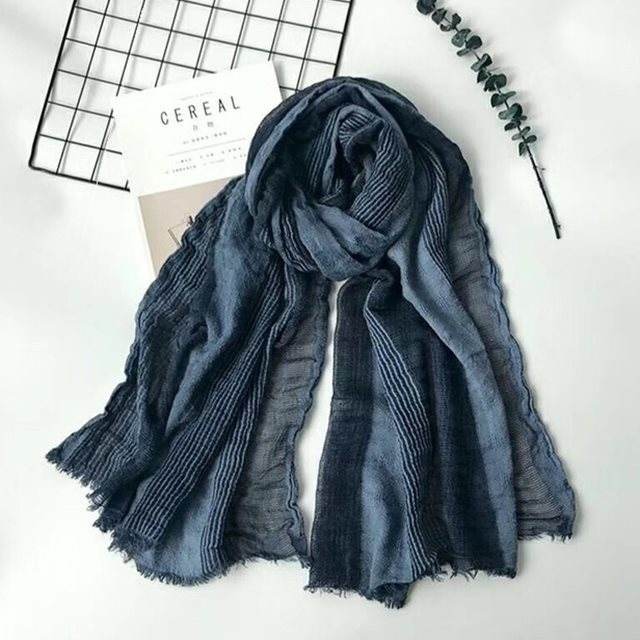 Men Winter Cotton Linen Scarf women Solid Long Scarves Shawl - Mubimart