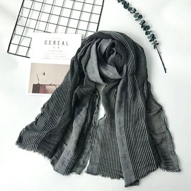 Men Winter Cotton Linen Scarf women Solid Long Scarves Shawl