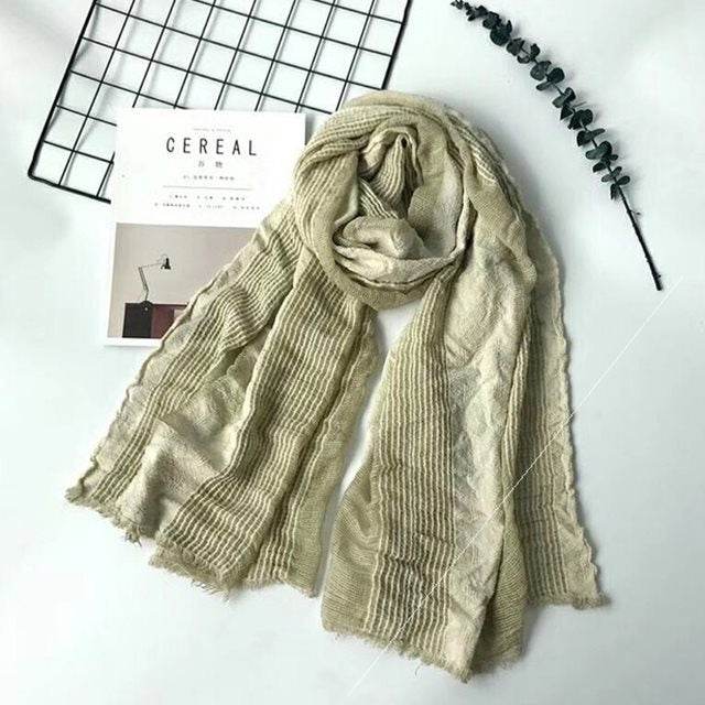 Men Winter Cotton Linen Scarf women Solid Long Scarves Shawl - Mubimart