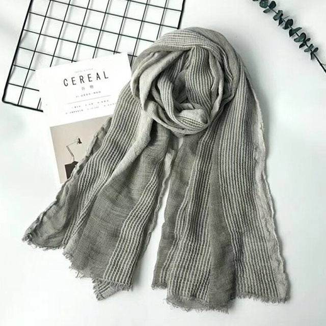 Men Winter Cotton Linen Scarf women Solid Long Scarves Shawl - Mubimart