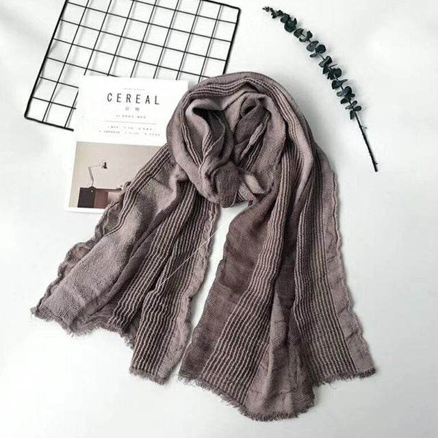 Men Winter Cotton Linen Scarf women Solid Long Scarves Shawl - Mubimart