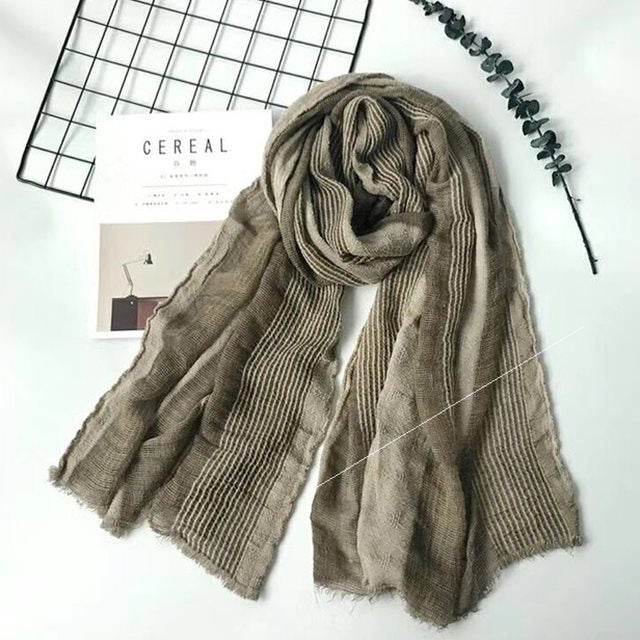 Men Winter Cotton Linen Scarf women Solid Long Scarves Shawl - Mubimart