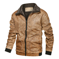 Lapel Leather Jacket Plus Velvet Padded Leather Jacket