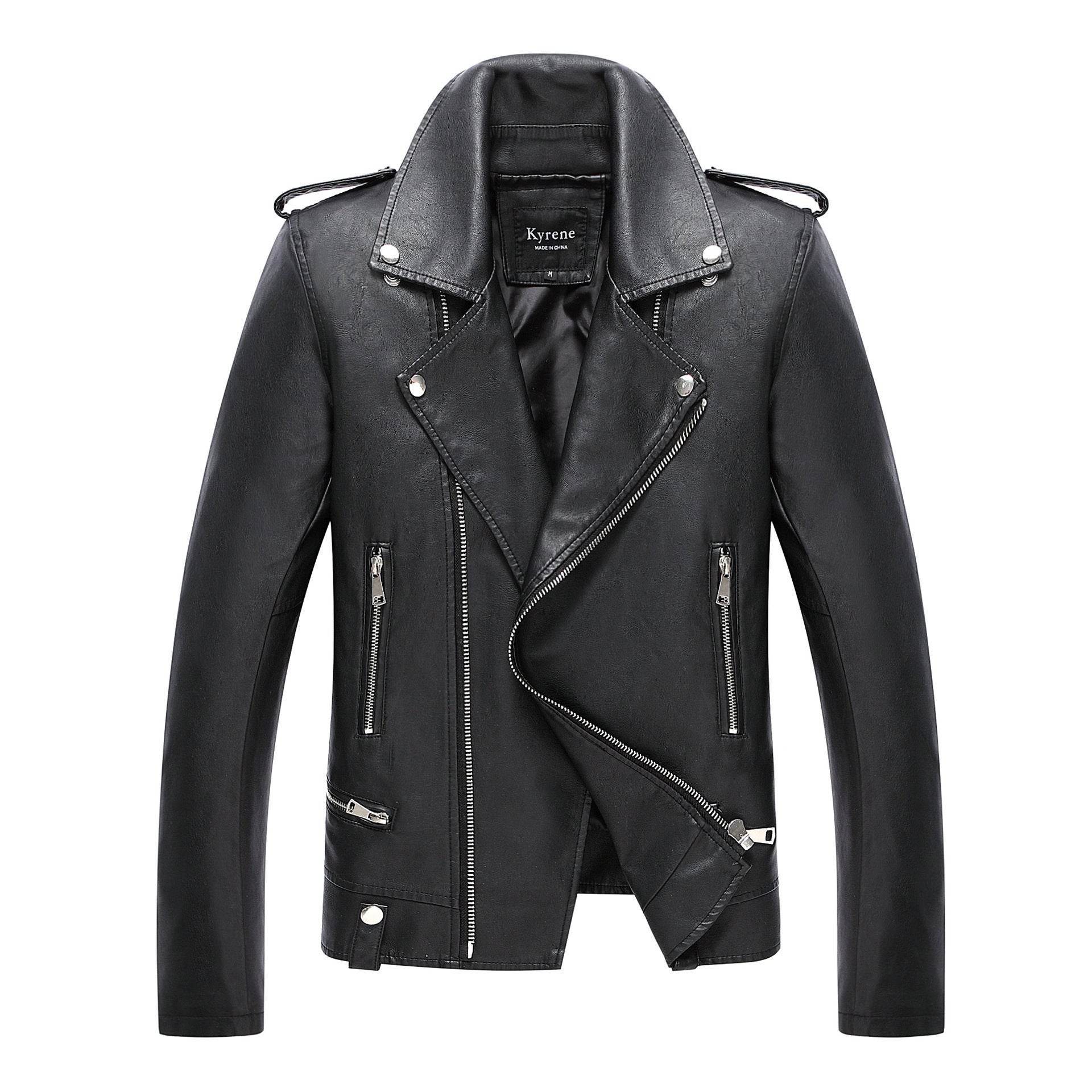Men's Motorcycle Leather Jacket Jacket - Mubimart