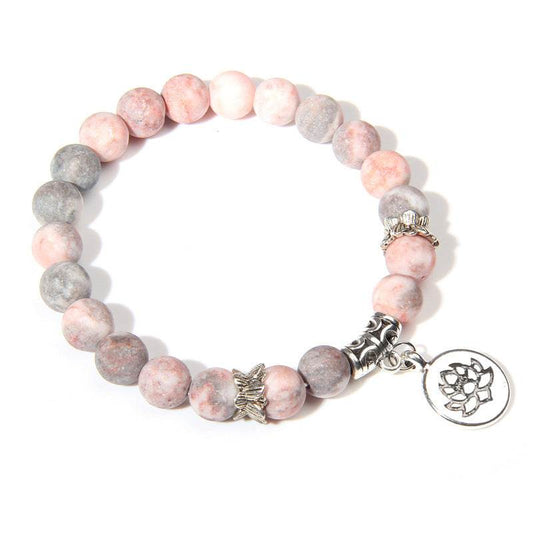 Crystal Lotus Pendant Gemstone Bead Bracelet - Mubimart