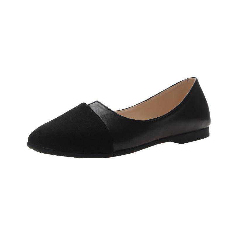 Fashion Pointed Toe Flat Shallow Mouth Frosted Shoes - Mubimart
