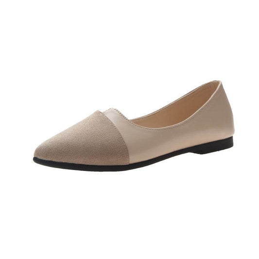 Fashion Pointed Toe Flat Shallow Mouth Frosted Shoes - Mubimart