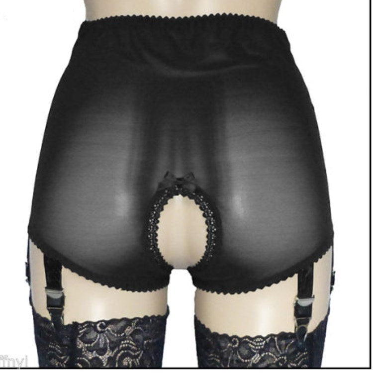 Ladies Mesh Lace Shorts Garter Belt - Mubimart -  