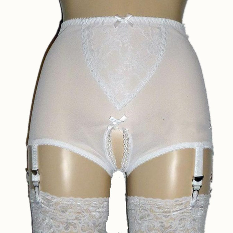 Ladies Mesh Lace Shorts Garter Belt - Mubimart -  