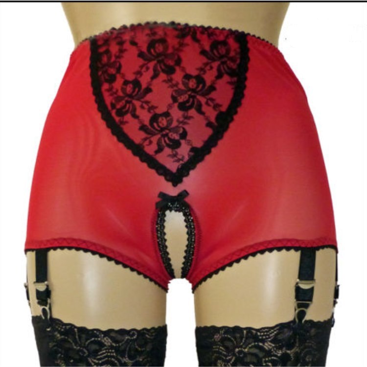 Ladies Mesh Lace Shorts Garter Belt - Mubimart -  