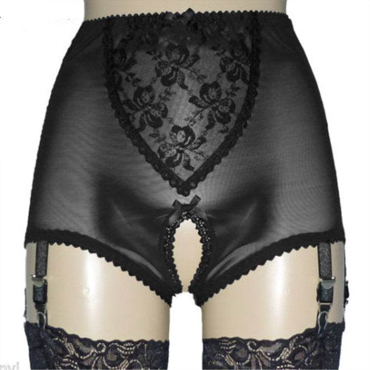Ladies Mesh Lace Shorts Garter Belt - Mubimart