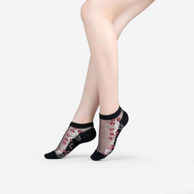 Sexy Lace Mesh Socks Transparent for women Ankle Thin Socks - Mubimart